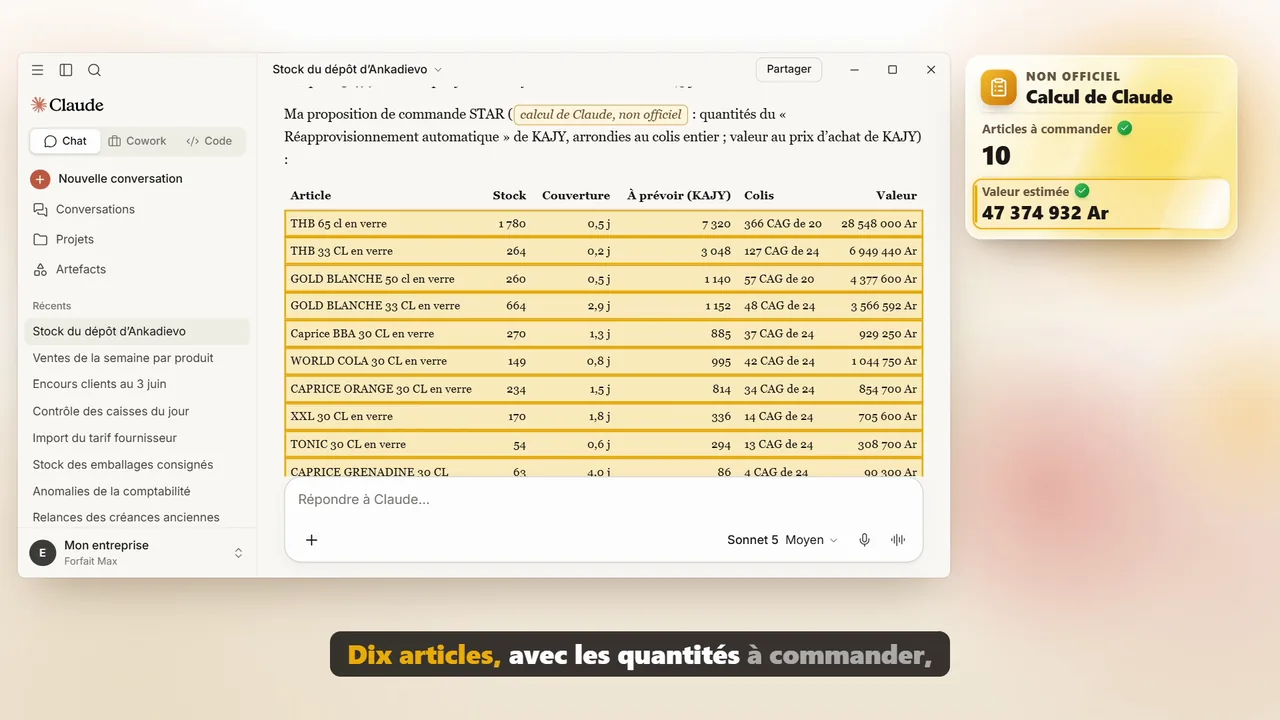 A purchase proposal, unofficial calculation by Claude