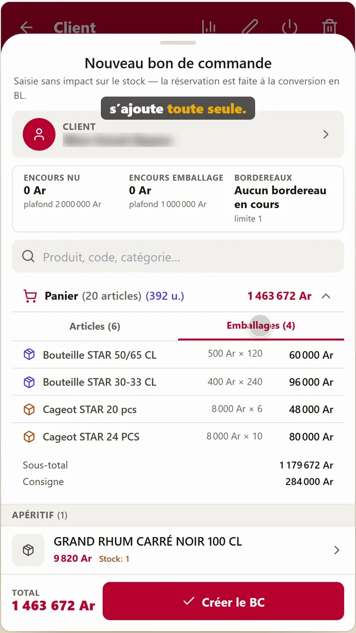 Téléphone : la commande du client, consigne comprise