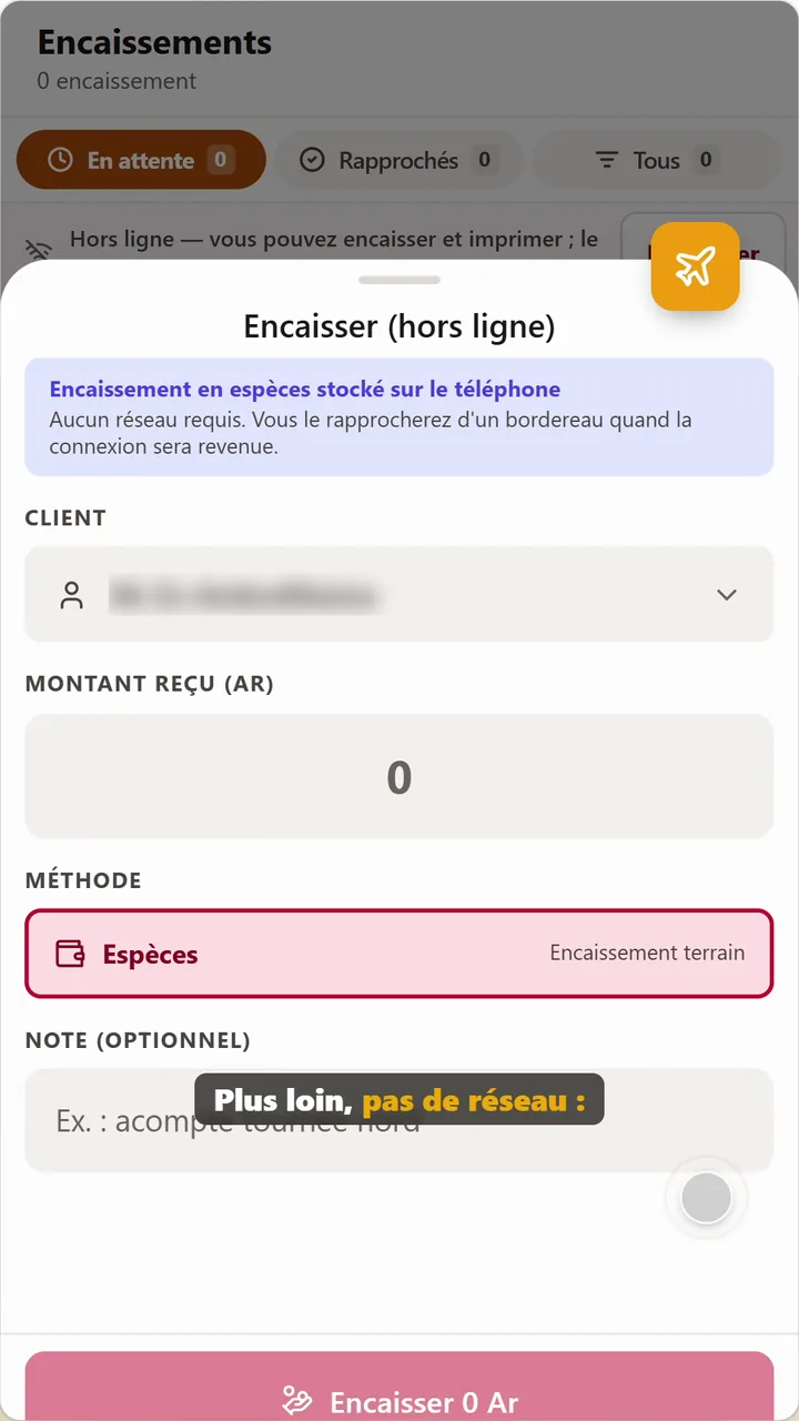 Phone: collecting a payment without signal